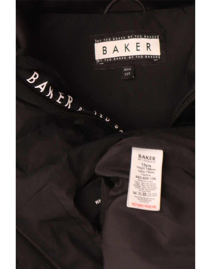 Утепленная куртка с капюшоном и графическим рисунком Ted Baker для мальчиков 12–13 лет, черный полиэстер