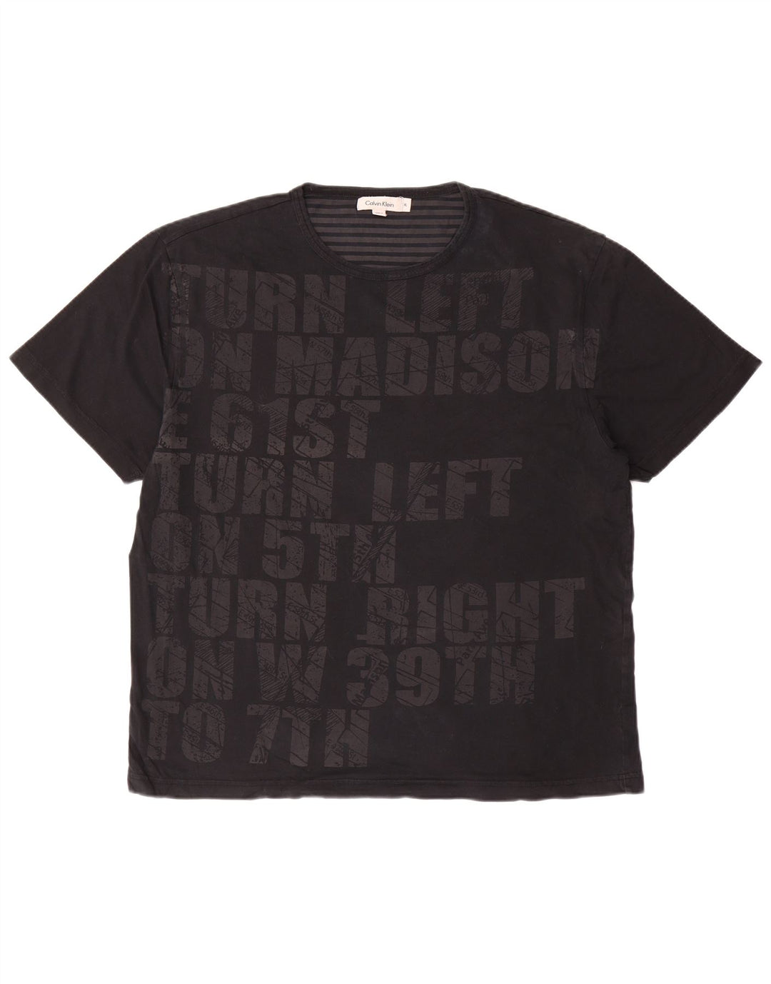 CALVIN KLEIN Мужская футболка с рисунком Топ XL Черный Хлопок