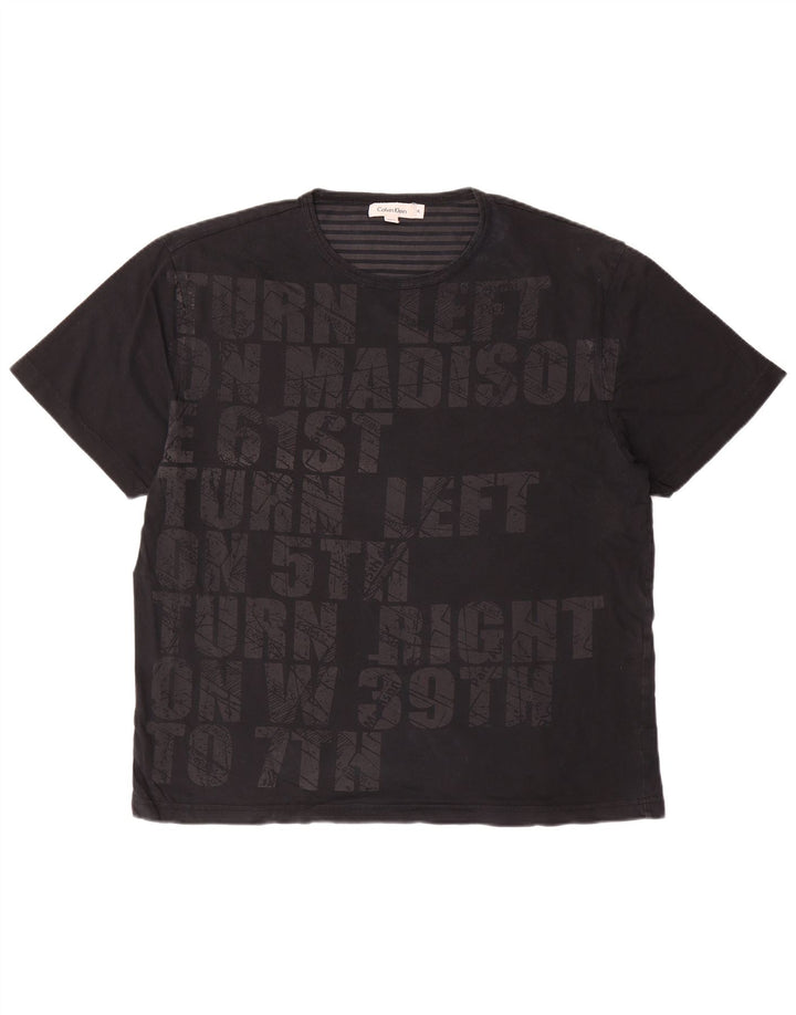 CALVIN KLEIN Мужская футболка с рисунком Топ XL Черный Хлопок