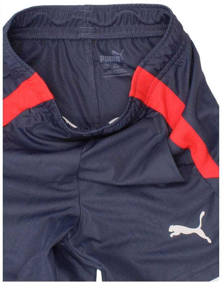 Спортивные шорты Puma для мальчиков 5–6 лет, темно-синие, полиэстер с цветными блоками