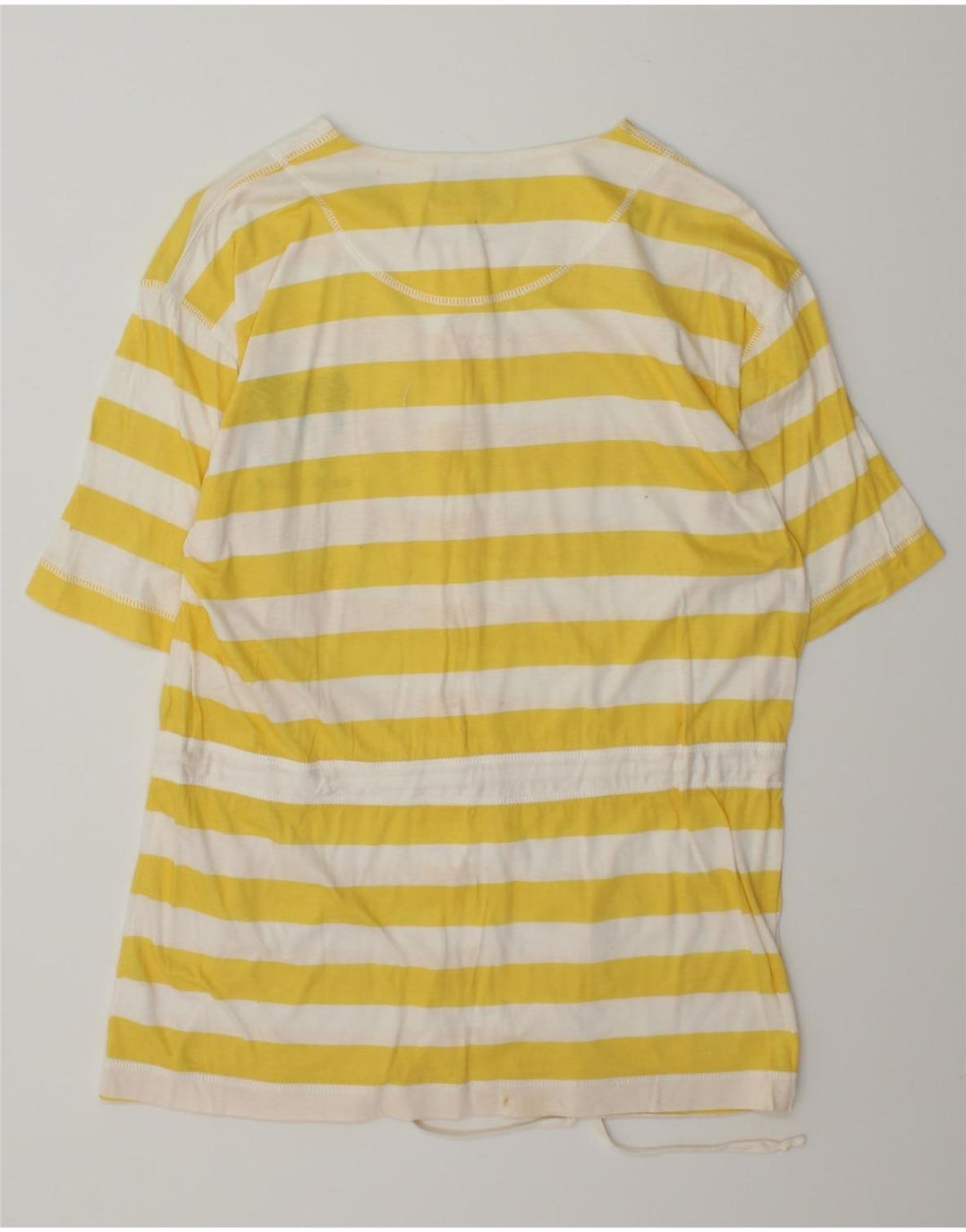 VINTAGE Womens Short Sleeve Shirt Blouse IT 42 Medium Yellow Striped Vintage Vintage and Second-Hand Vintage from Messina Hembry 