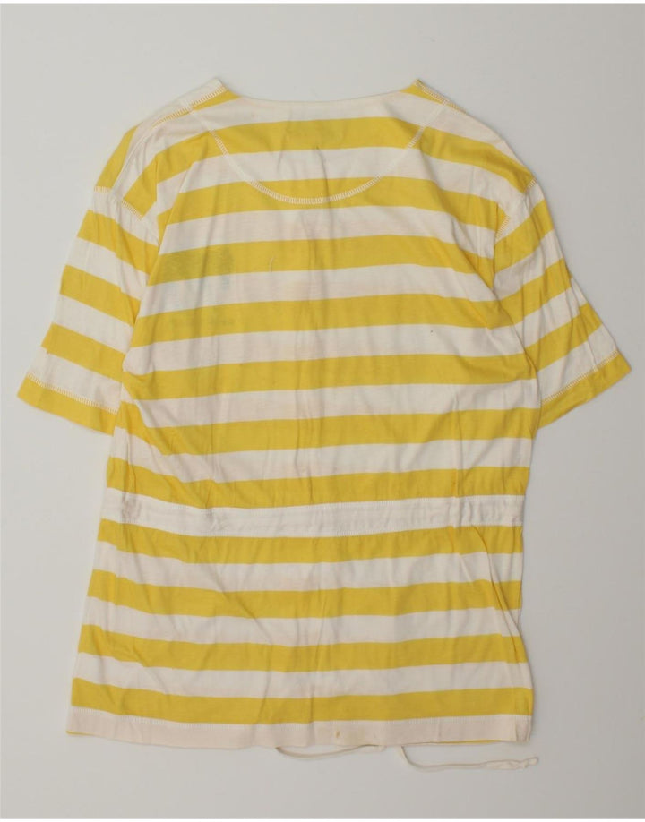 VINTAGE Womens Short Sleeve Shirt Blouse IT 42 Medium Yellow Striped Vintage Vintage and Second-Hand Vintage from Messina Hembry 