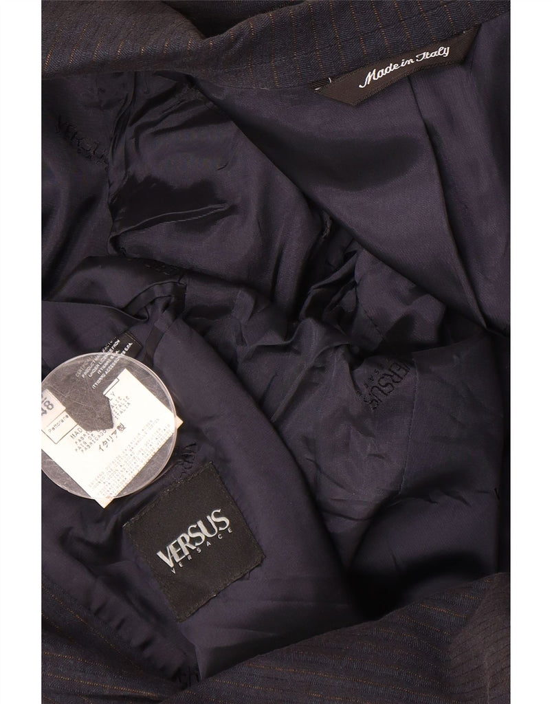 VERSUS VERSACE Mens Blazer Jacket IT 48 Medium Navy Blue Pinstripe Vintage Versus Versace and Second-Hand Versus Versace from Messina Hembry 