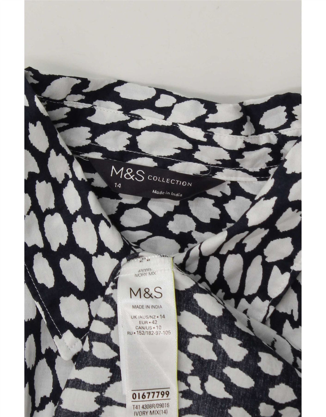 Женская рубашка Marks & Spencer UK 14, большой хлопок в белые пятна