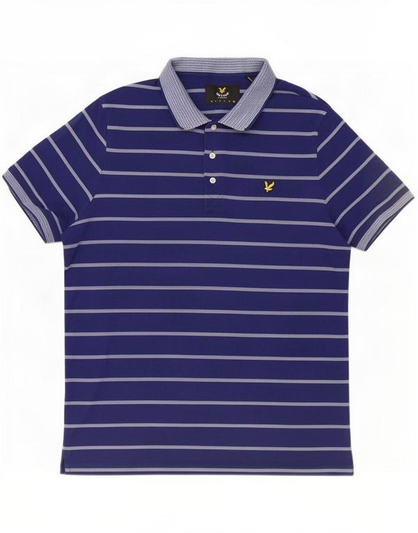 Мужская рубашка поло Lyle & Scott 2XL, хлопок в синюю полоску