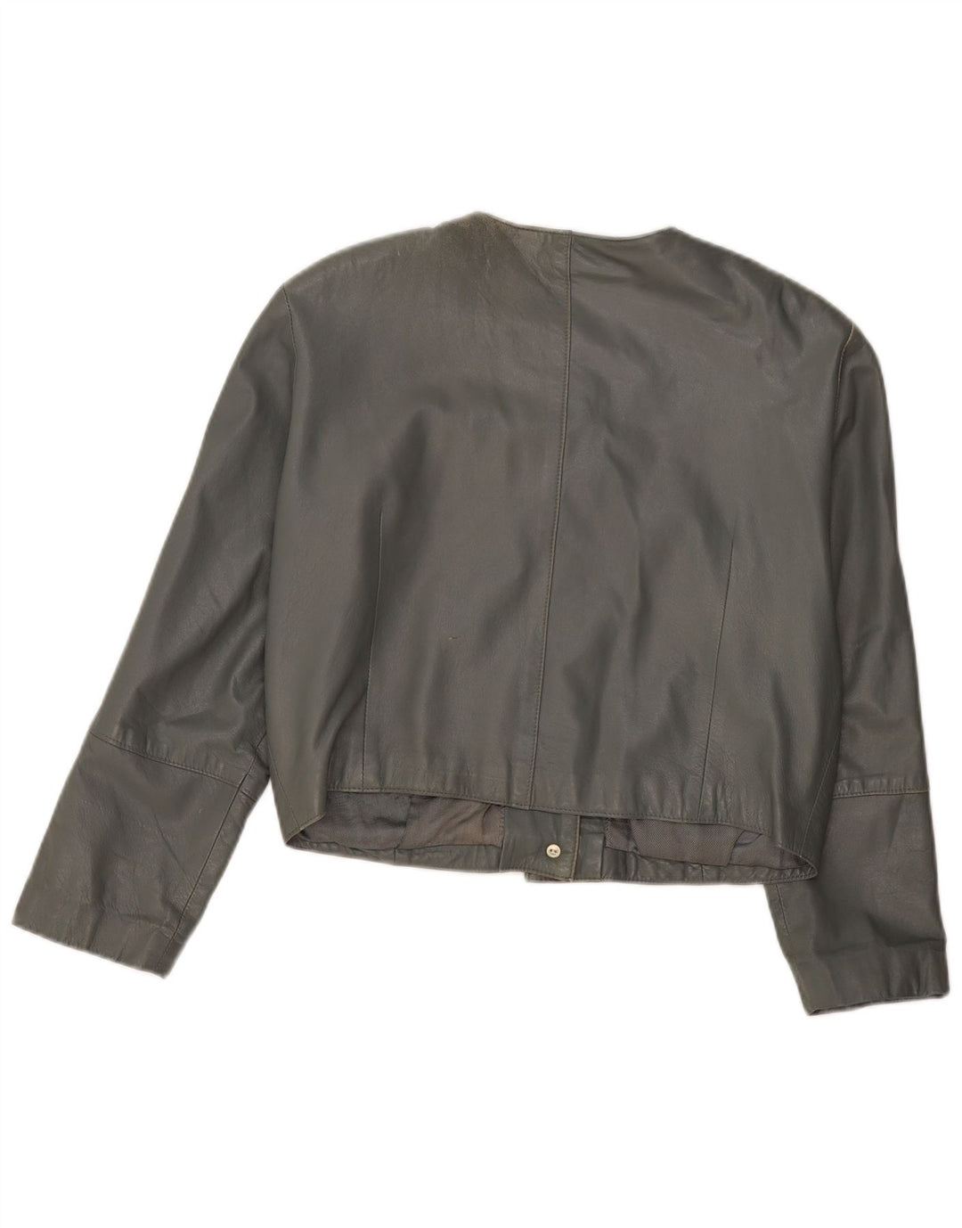 Женская кожаная куртка-бомбер VINTAGE UK 12, кожа среднего серого цвета