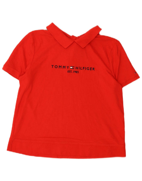 Женская рубашка-поло с рисунком Tommy Hilfiger UK 14, большой красный хлопок