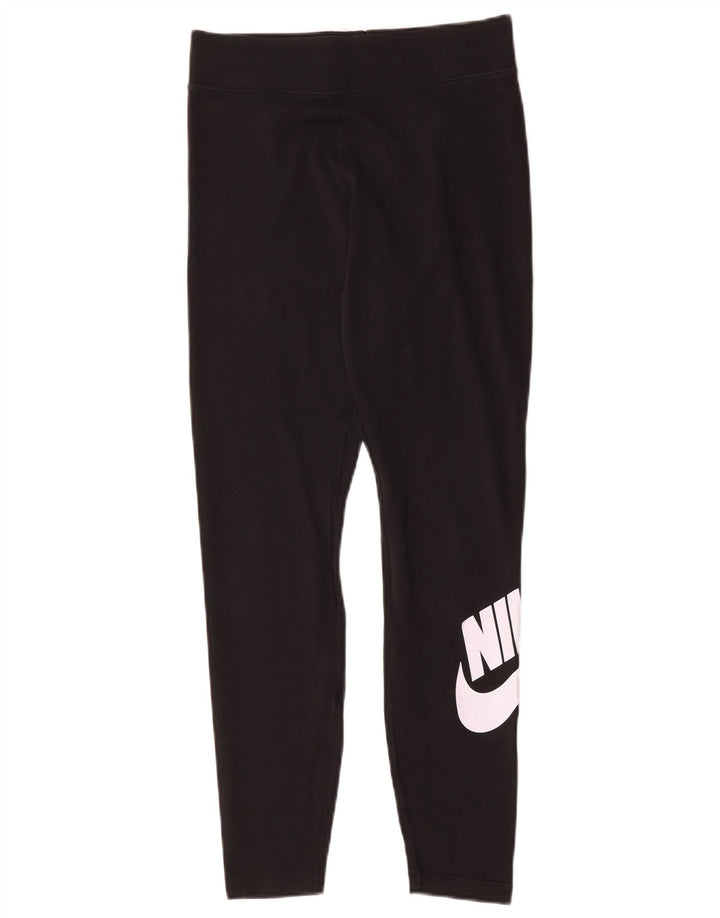 Женские леггинсы с рисунком Nike UK 14, хлопковые, среднего размера, черные
