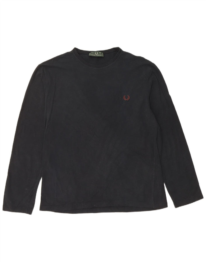 FRED PERRY Мужской топ с длинным рукавом XL, черный хлопок