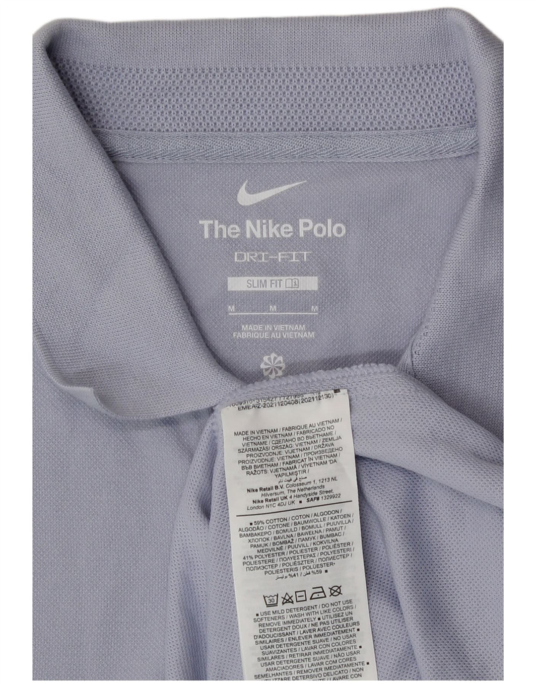 Мужская рубашка-поло приталенного кроя Nike, хлопковый цвет среднего фиолетового цвета