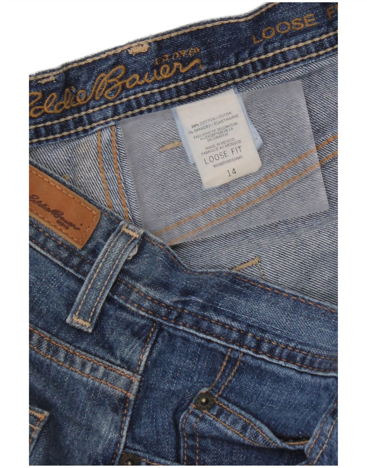 Женские свободные джинсы EDDIE BAUER с высокой талией, размер США 14, XL, W32, L29, синий хлопок