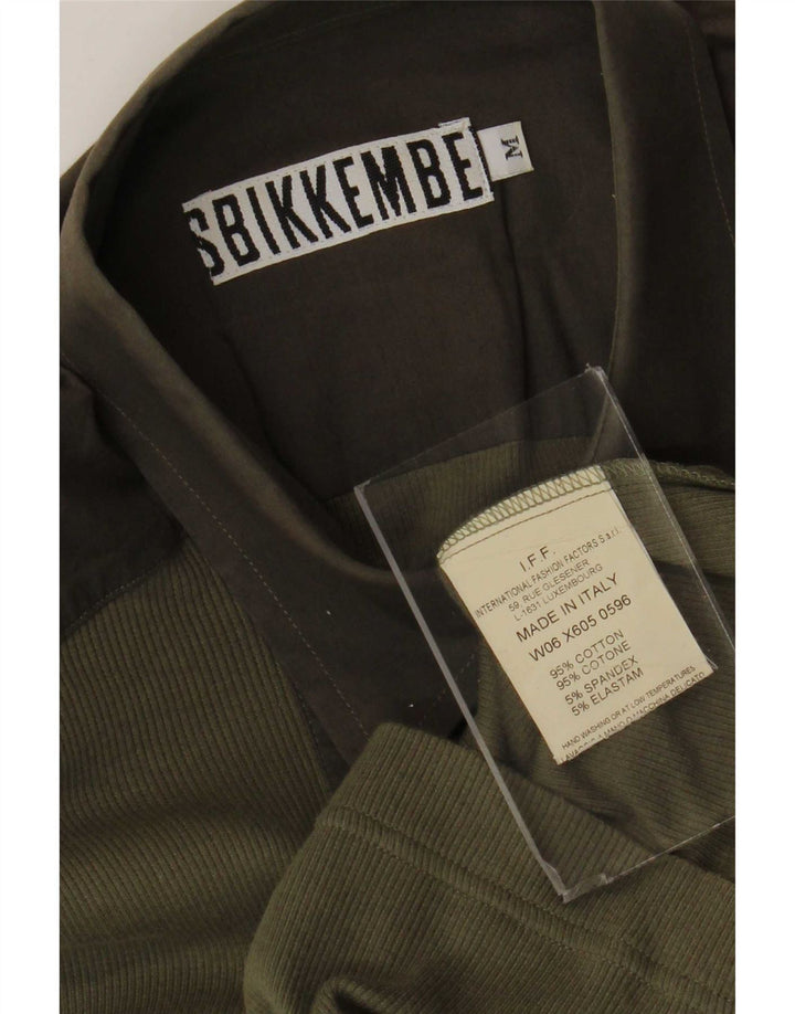 Bikkembergs Мужская рубашка с рисунком из хлопка среднего цвета хаки с цветными блоками