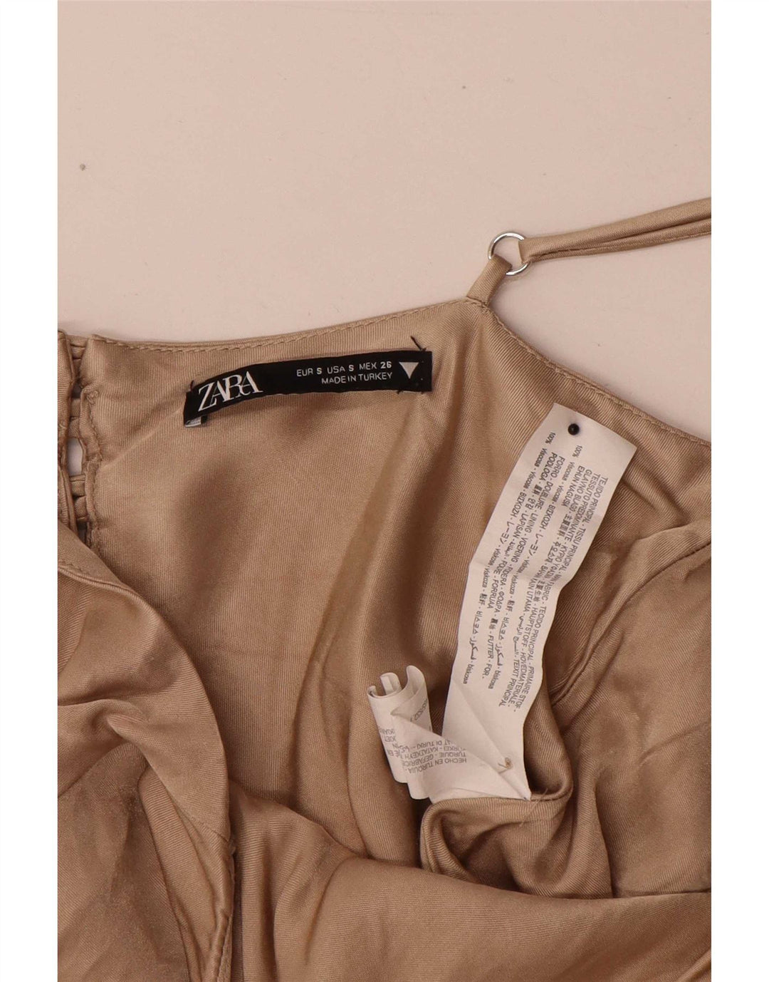 Женский топ на бретелях Zara UK 10, маленький размер, бежевый, вискоза