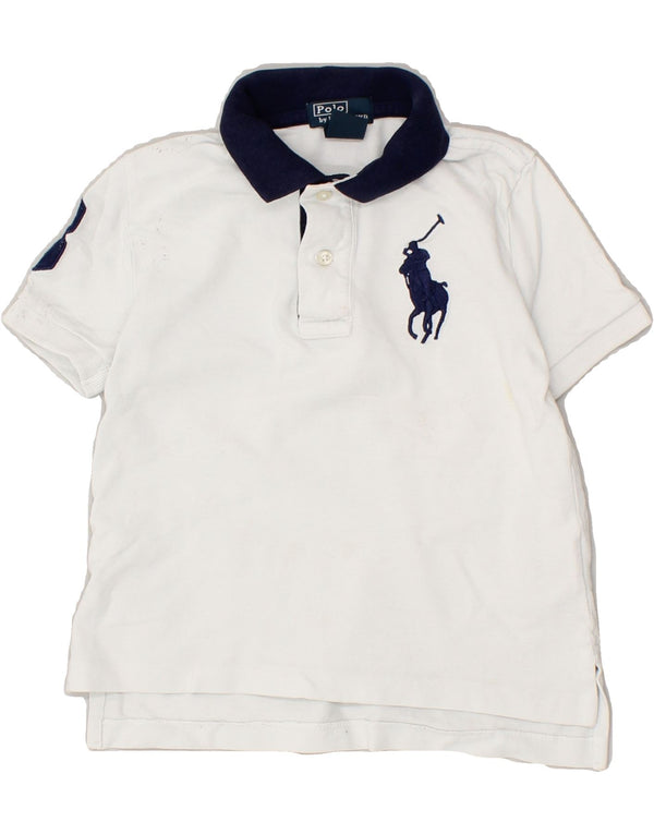 POLO RALPH LAUREN Рубашка-поло с рисунком для мальчиков 2–3 лет, белый хлопок