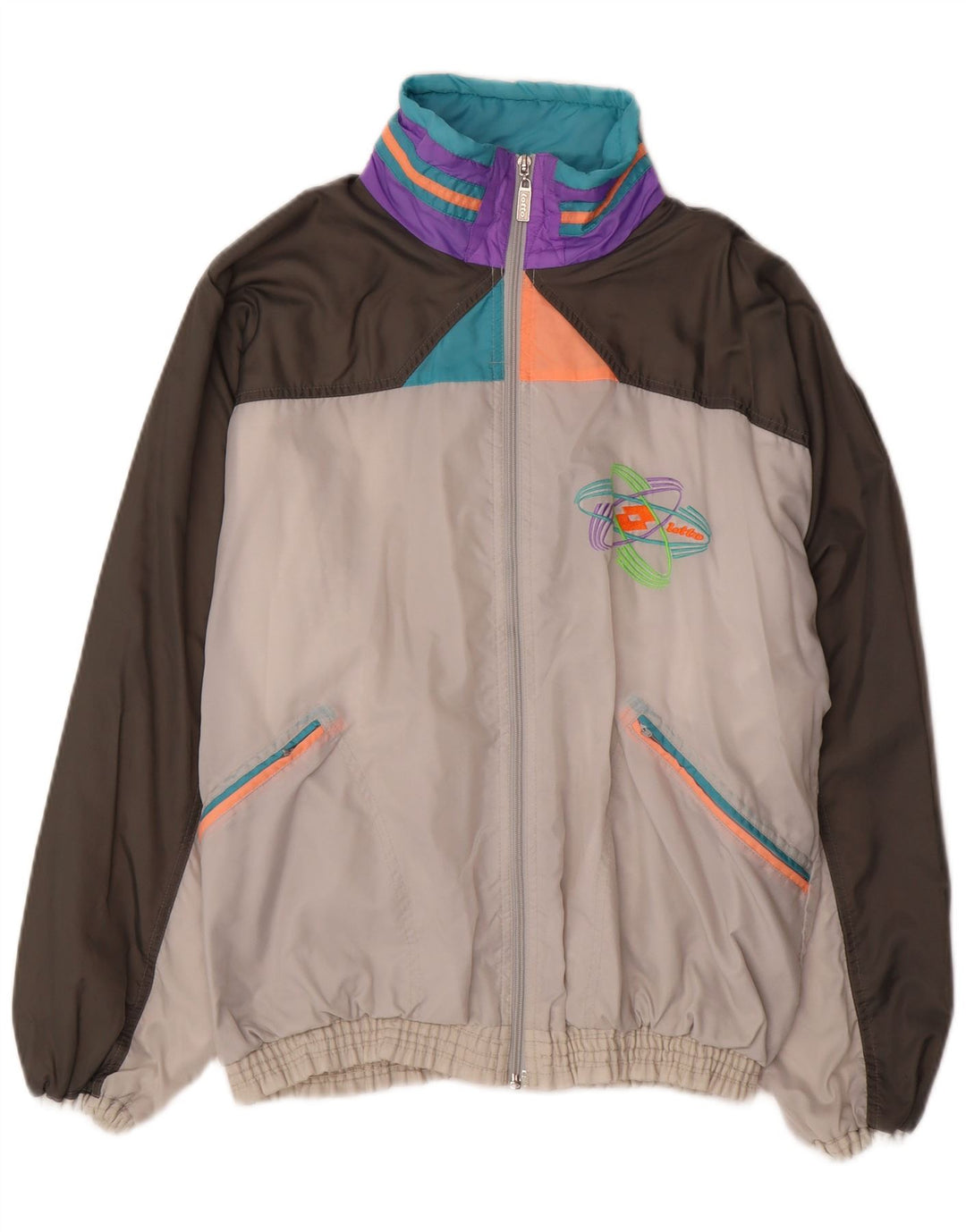 Мужской спортивный костюм Lotto, верхняя куртка, средний, разноцветный, с цветными блоками, ретро