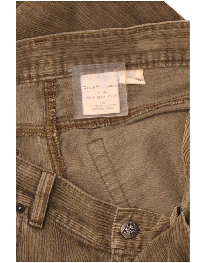 CALVIN KLEIN Мужские прямые вельветовые брюки W33 L32 Коричневые хлопковые