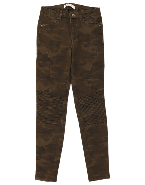Женские повседневные брюки скинни Zara EU 34 2XS W24 L27, камуфляж цвета хаки