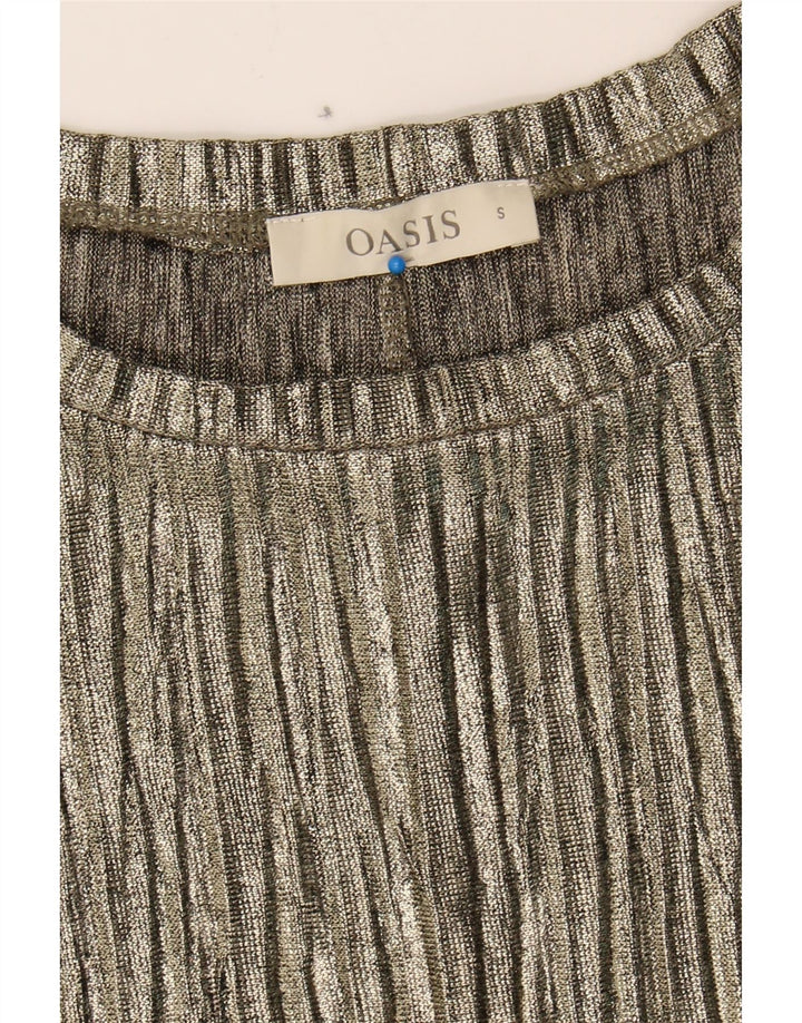 OASIS Womens 3/4 Sleeve Blouse Top UK 10 Small Grey Striped Retro Vintage Oasis and Second-Hand Oasis from Messina Hembry 
