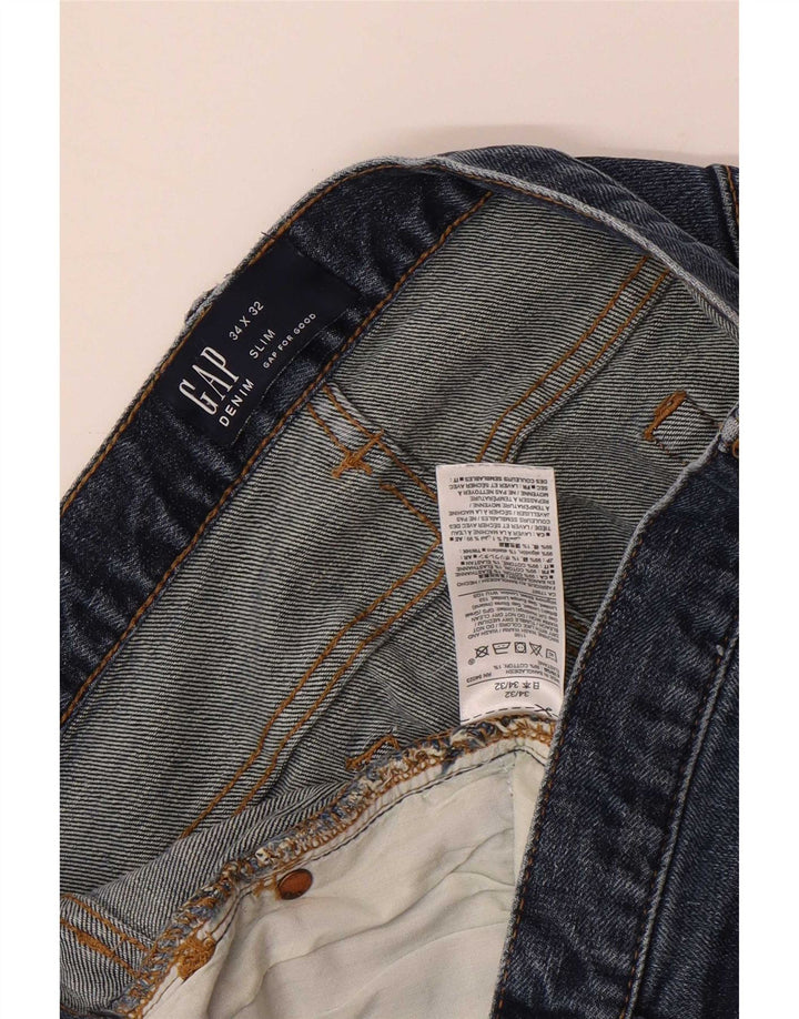 Мужские потертые узкие джинсы Gap W34 L32, синие, хлопок
