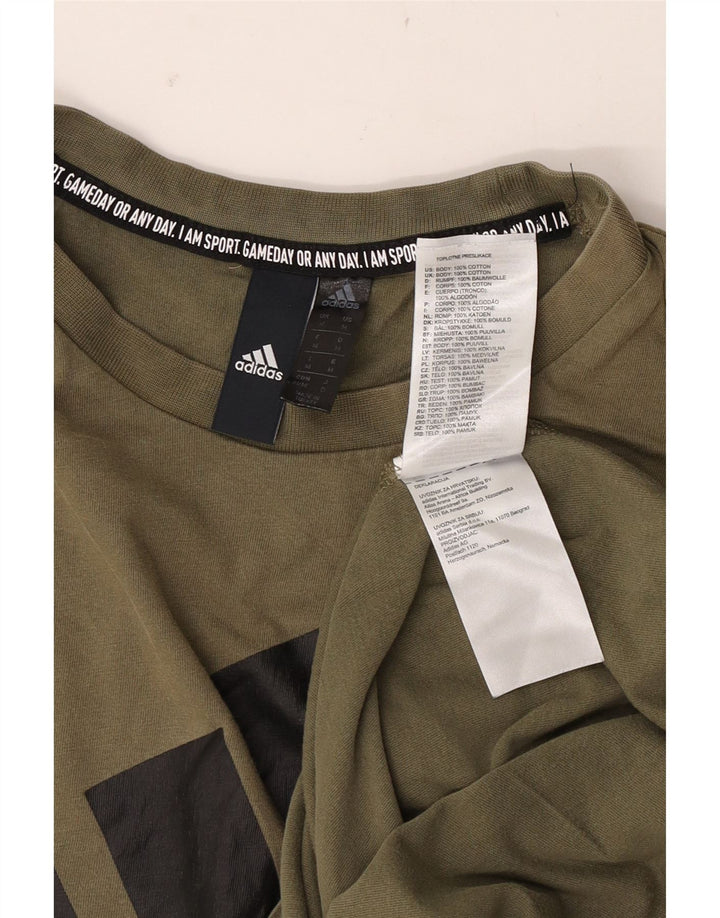 Мужская футболка Adidas с рисунком, средний цвет, хаки, хлопок