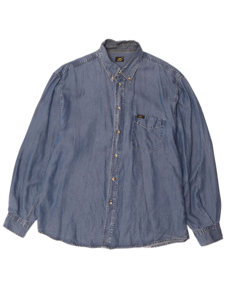 Рубашка мужская LEE XL синяя Tencel