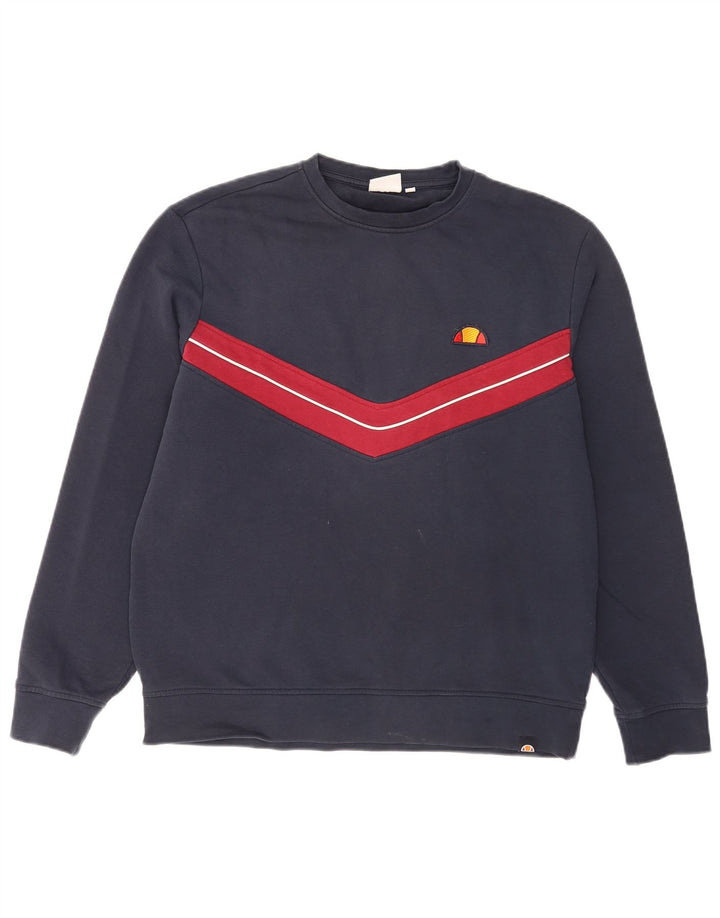 Мужской свитер Ellesse, джемпер среднего размера, темно-синий, хлопок с цветными блоками