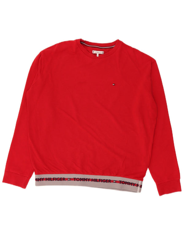 Tommy Hilfiger Мужской свитшот с рисунком, джемпер XL, красный, хлопок с цветными блоками