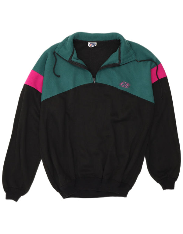 KISS Мужской флисовый свитшот, джемпер XL, черный, хлопок с цветными блоками