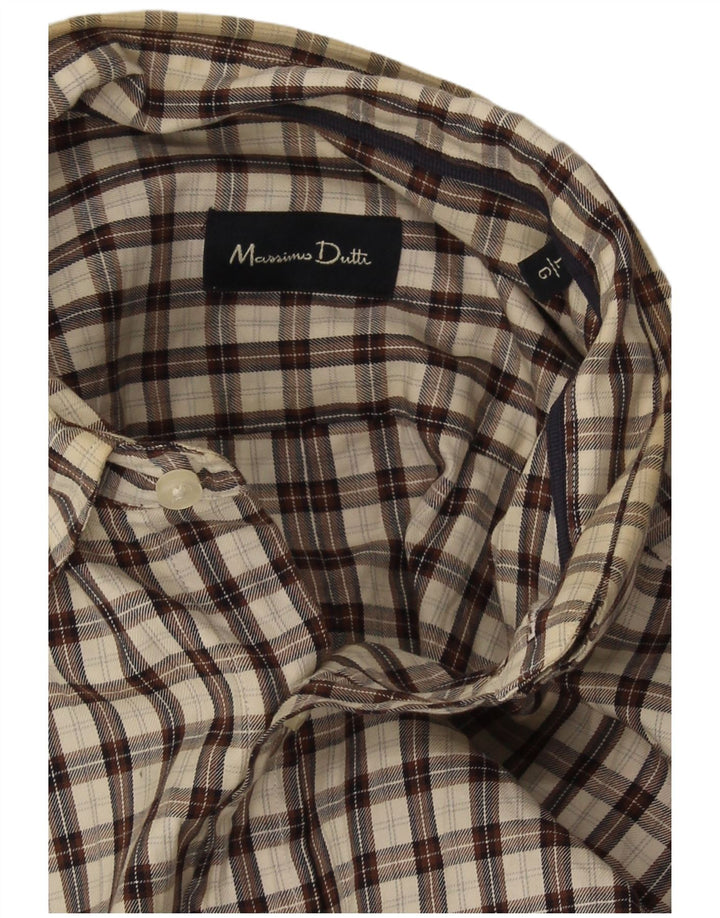 Мужская фланелевая рубашка Massimo Dutti, большая коричневая клетка