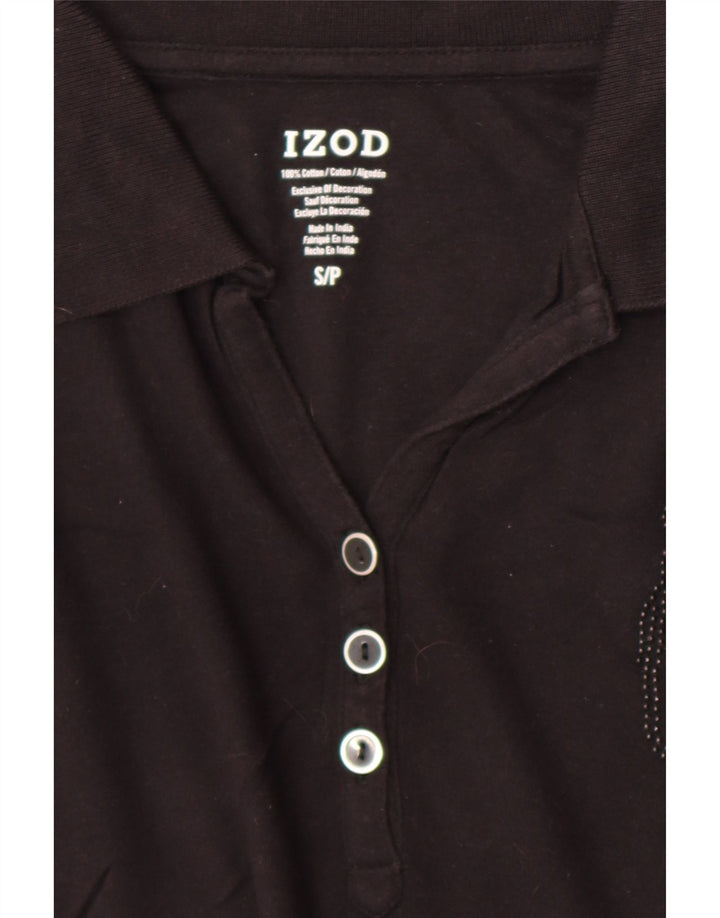 Женская рубашка поло Izod UK 10, маленькая, черный хлопок
