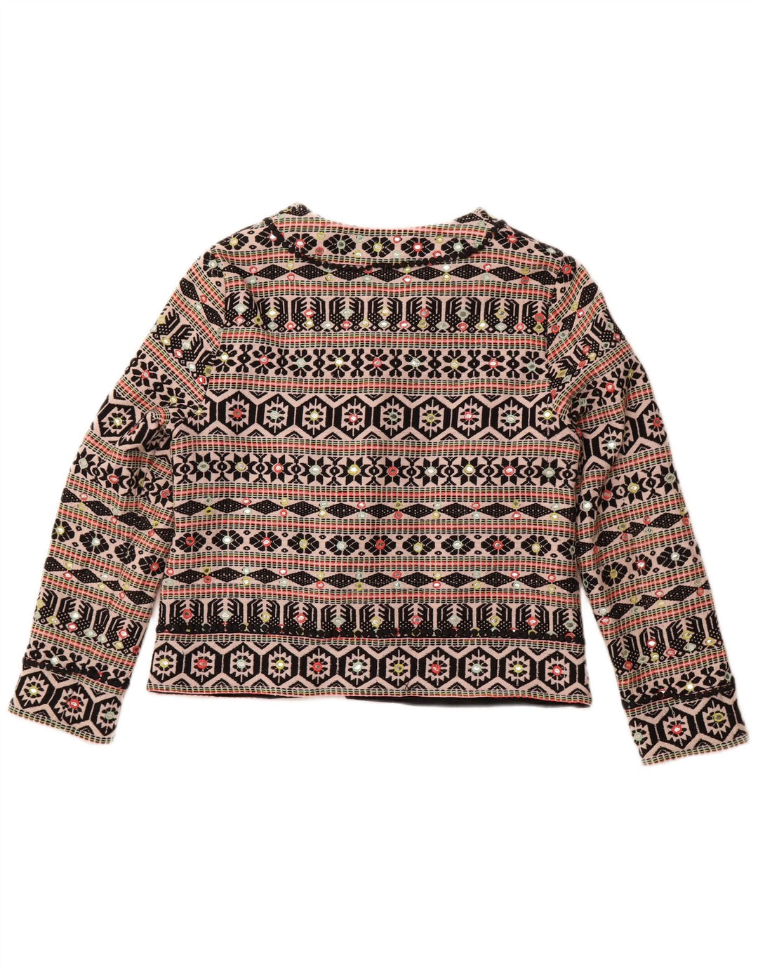 Женское открытое болеро MONSOON UK 18 XL, черный хлопок с геометрическим рисунком