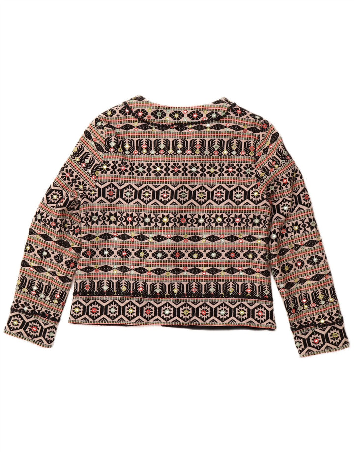 Женское открытое болеро MONSOON UK 18 XL, черный хлопок с геометрическим рисунком