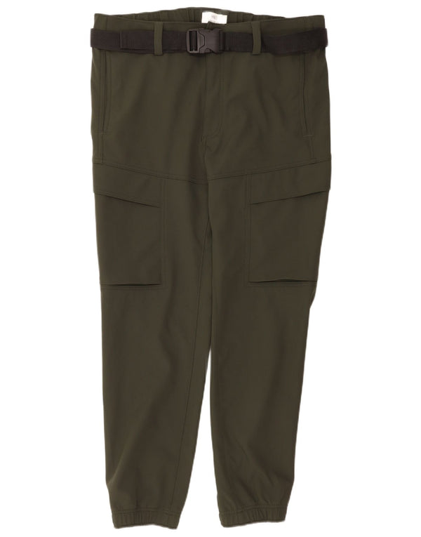 Marks & Spencer Mens Straight Cargo Trousers W36 L31 Khaki Polyester