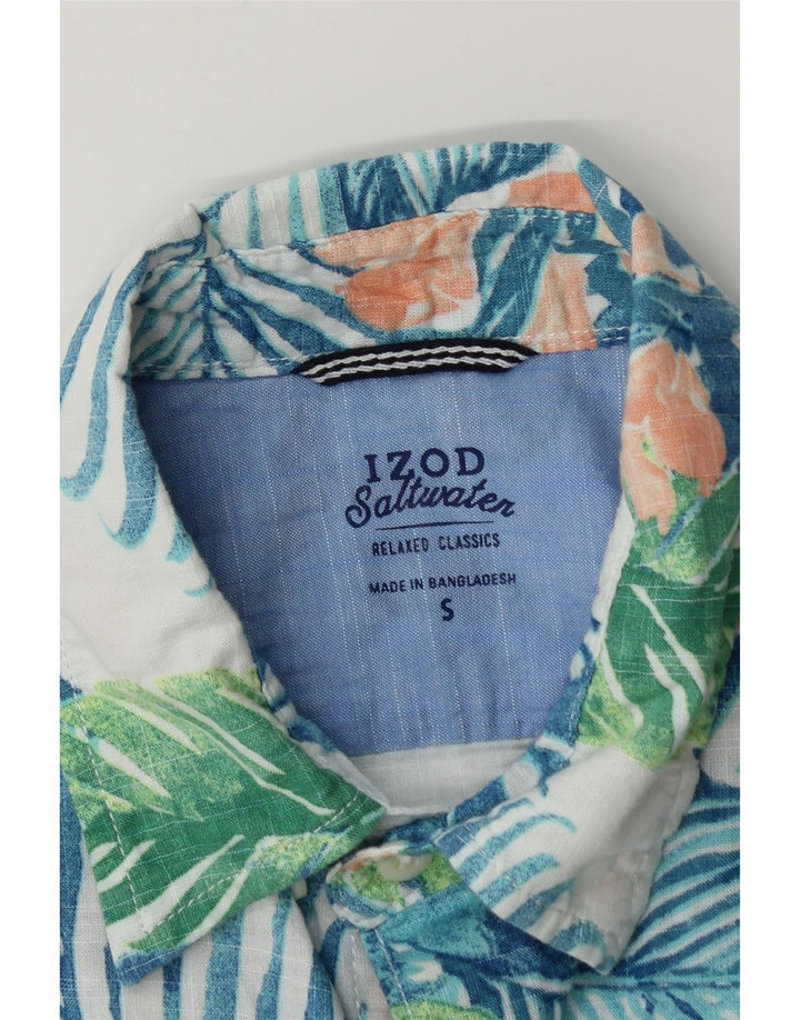 IZOD Мужская рубашка с коротким рукавом с соленой водой, маленькая синяя с цветочным принтом