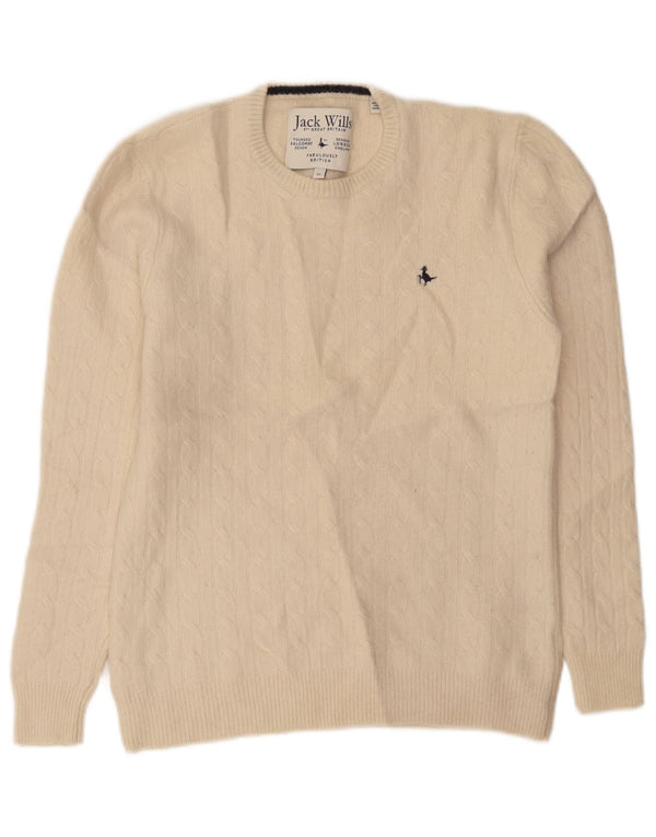 Jack Wills Womens Crew Neck Jumper Sweater UK 18 XL Off White Wool