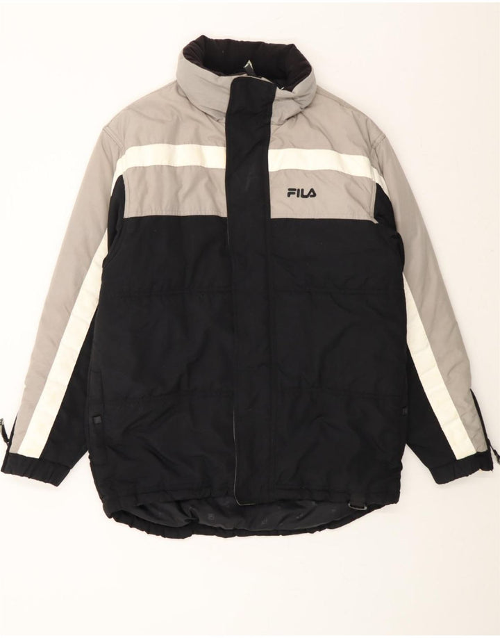 Мужская стеганая куртка FILA UK 38, средний черный, полиамид с цветными блоками
