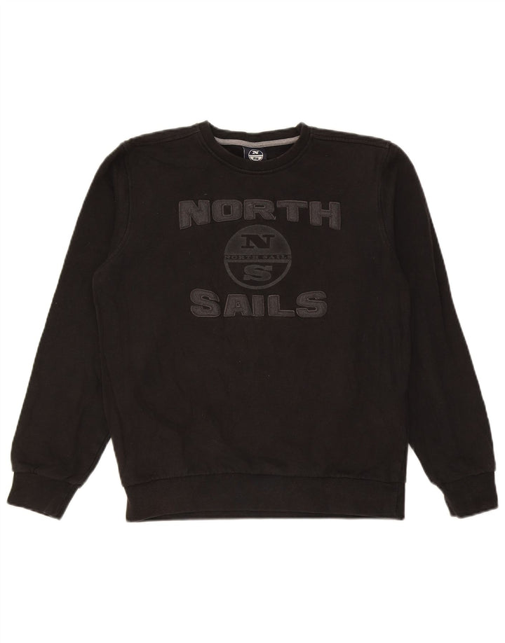 Свитшот с рисунком North Sails для мальчиков, 13-14 лет, черный, хлопок