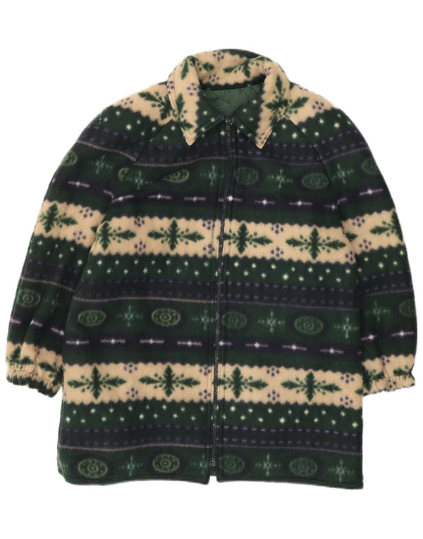 Винтажная женская флисовая куртка с рукавом 3/4, Великобритания, 20, 2XL, зеленая, Fair Isle