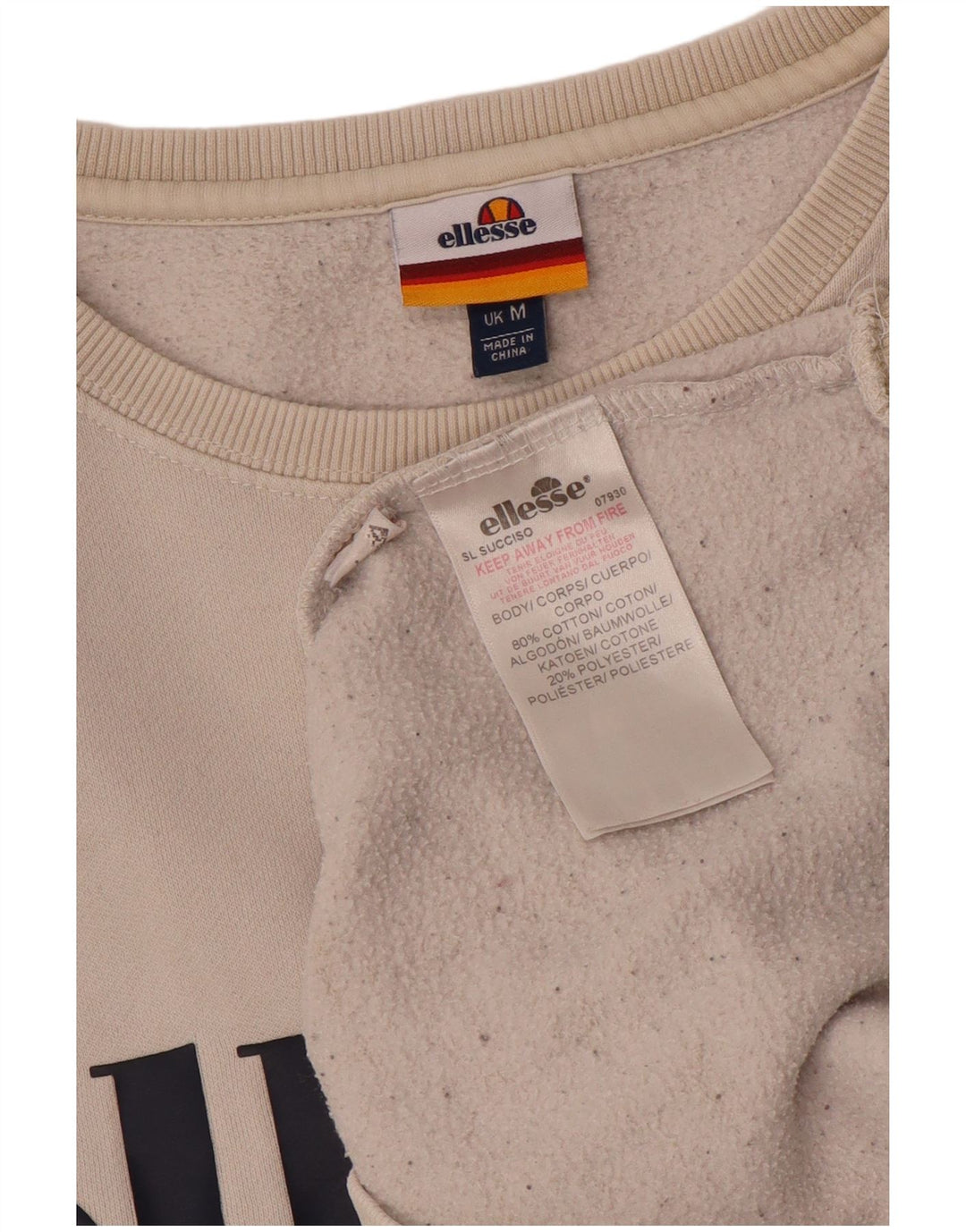 Женский свитшот с рисунком Ellesse UK 14, средний белый хлопок, хлопок