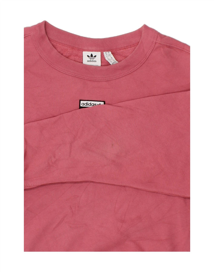 ADIDAS Womens Oversized Sweatshirt Jumper UK 10 Small Pink Cotton Vintage Adidas and Second-Hand Adidas from Messina Hembry 