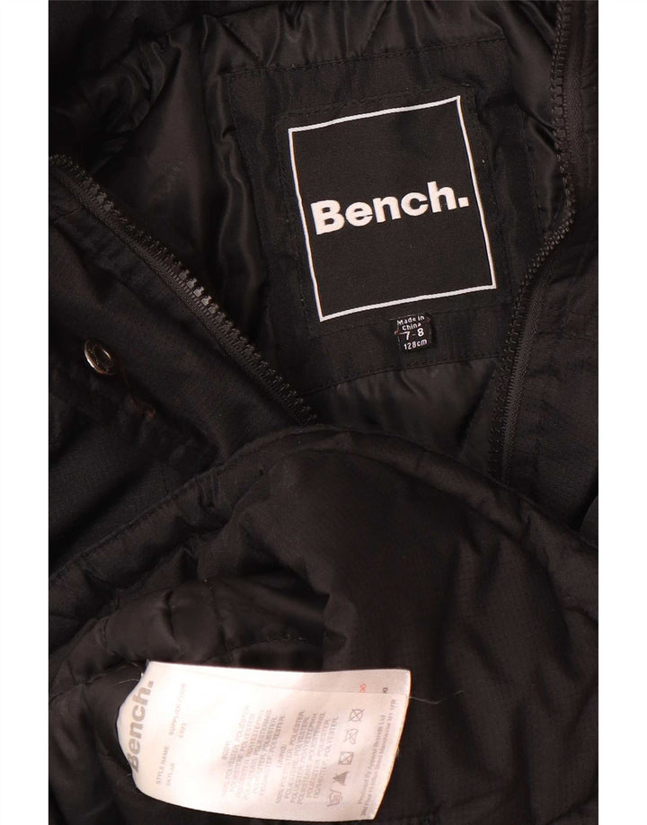 Куртка-парка с капюшоном Bench для девочек 7–8 лет, черный полиэстер