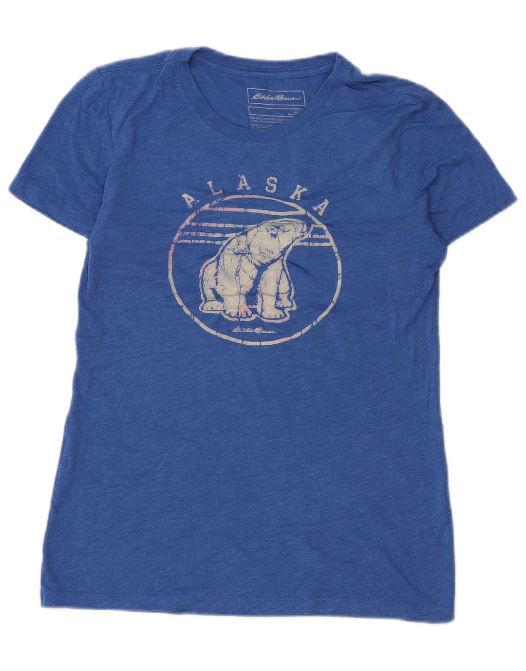 Женская футболка с рисунком Eddie Bauer Top UK 10, маленький синий полиэстер