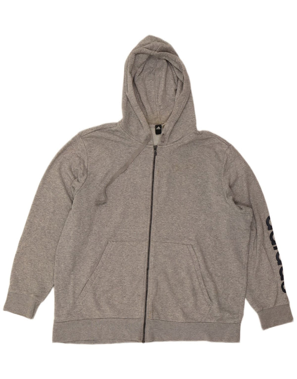 Adidas Mens Graphic Zip Hoodie Sweater 2XL Grey Flecked