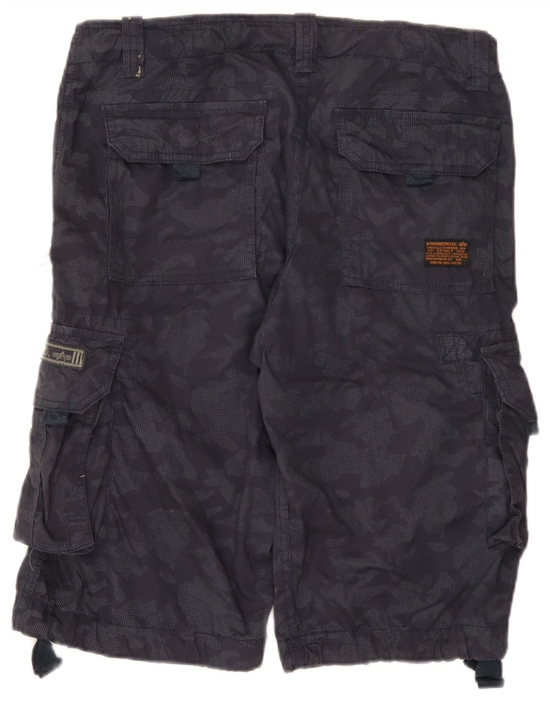 Мужские шорты-карго Alpha Industries W31, средние, темно-синие, камуфляжный хлопок