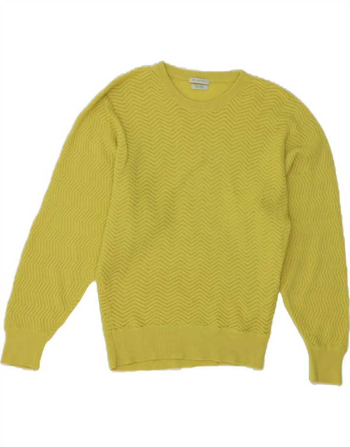 BENETTON Womens Crew Neck Jumper Sweater UK 12 Medium Yellow Chevron Vintage Benetton and Second-Hand Benetton from Messina Hembry 