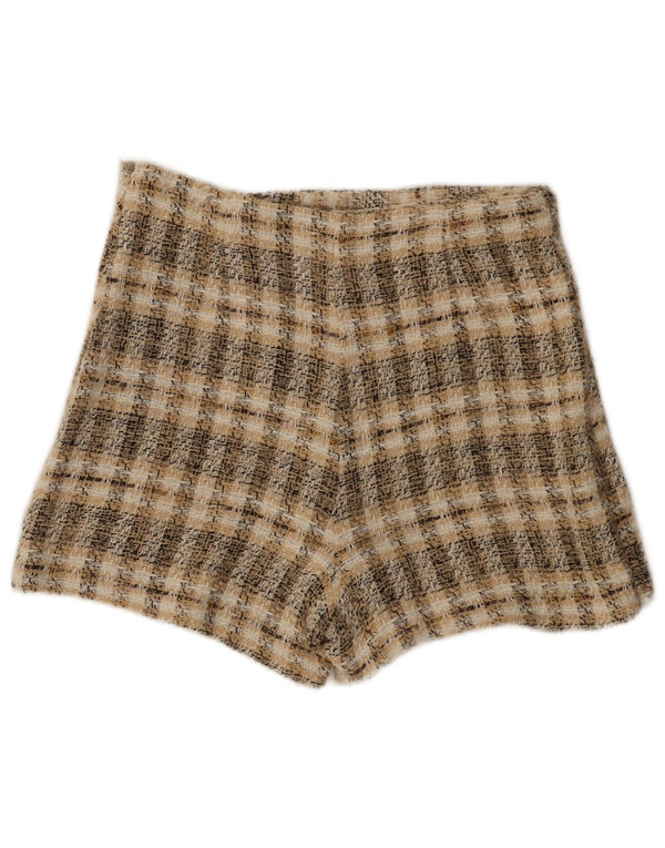 Женские повседневные шорты Zara Medium W28, коричневые полиэстер в клетку