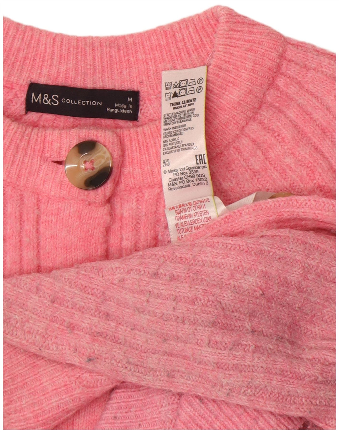 Женский укороченный кардиган Marks & Spencer UK 14, средний розовый акрил