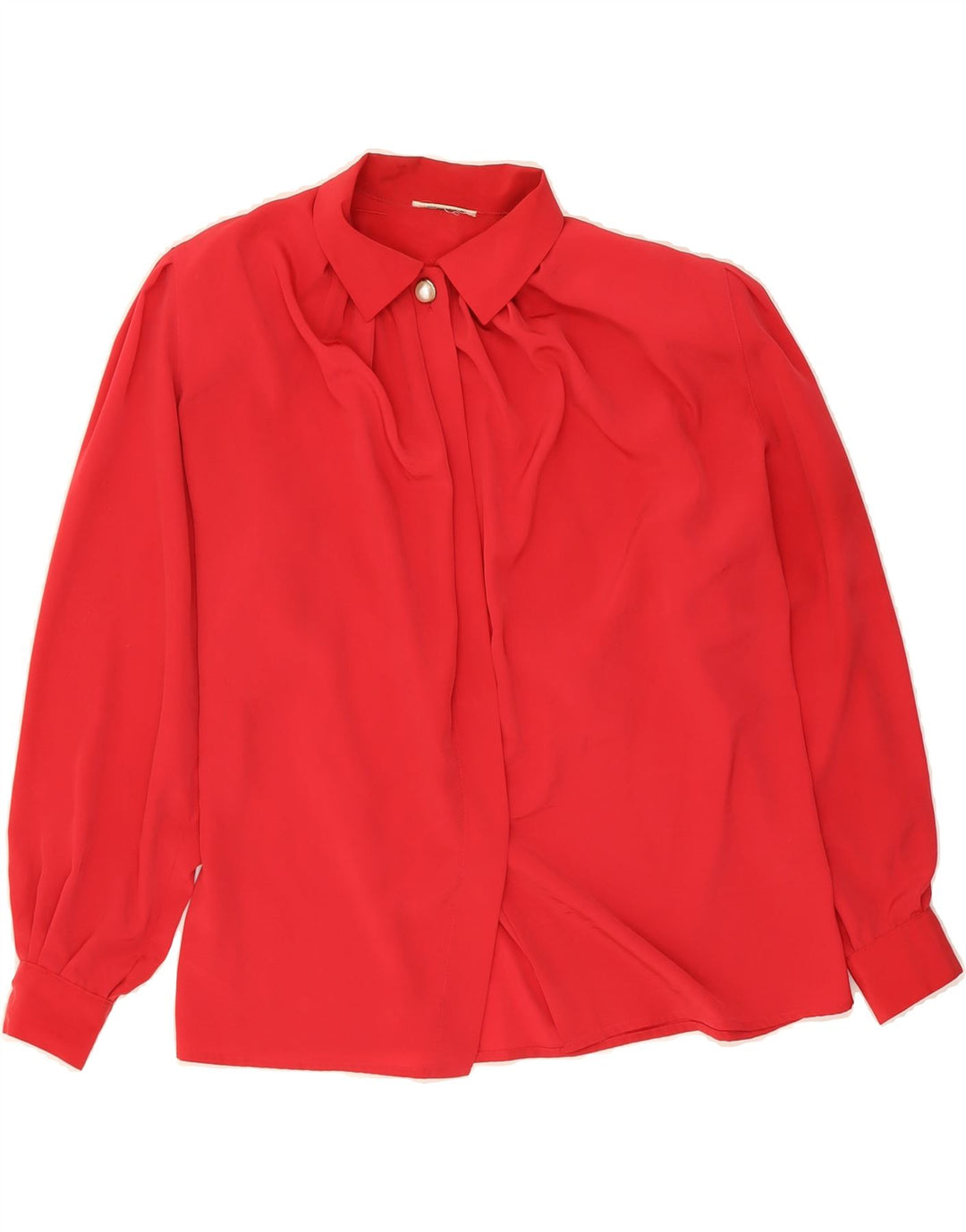 VINTAGE Womens Long Sleeve Shirt Blouse UK 12 Medium Red Polyester Vintage Vintage and Second-Hand Vintage from Messina Hembry 