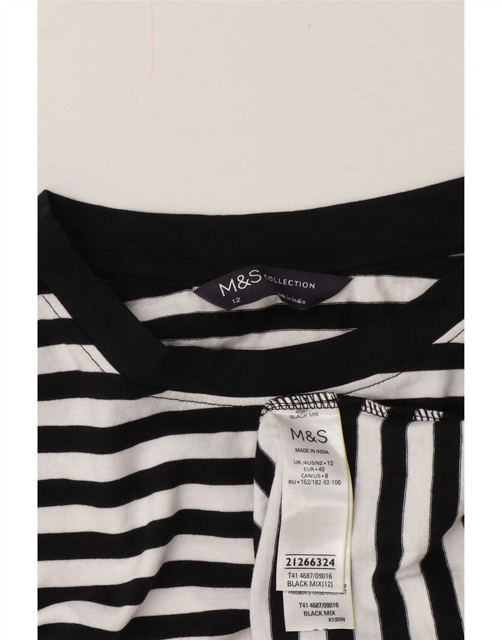 Женский топ Marks & Spencer с длинным рукавом, Великобритания, 12, средний, в морскую полоску, в белую полоску