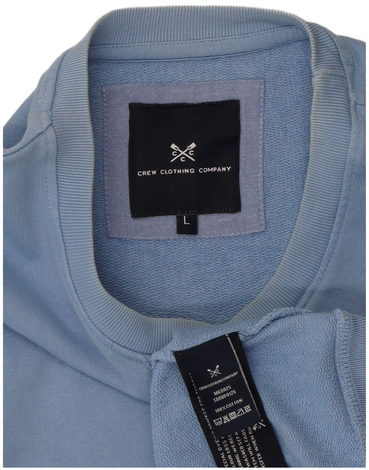 Crew Clothing Мужской свитер-джемпер большого синего цвета из хлопка